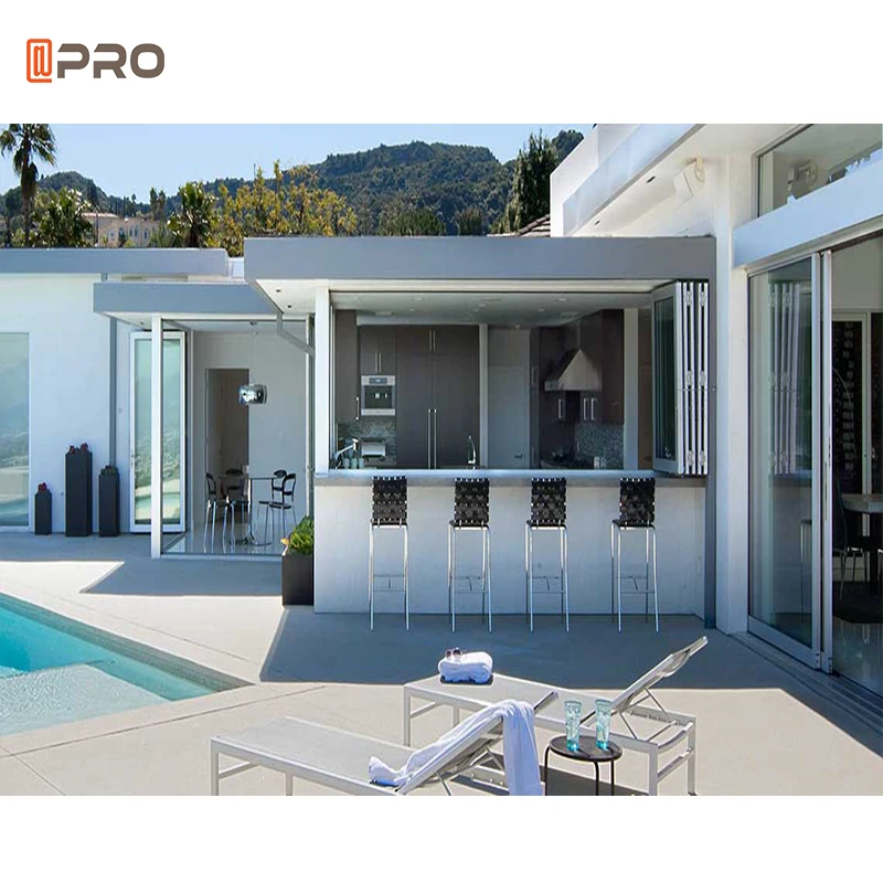 APRO aluminum alloy custom kitchen bi-fold window vertical top folding glass push-up folding window
