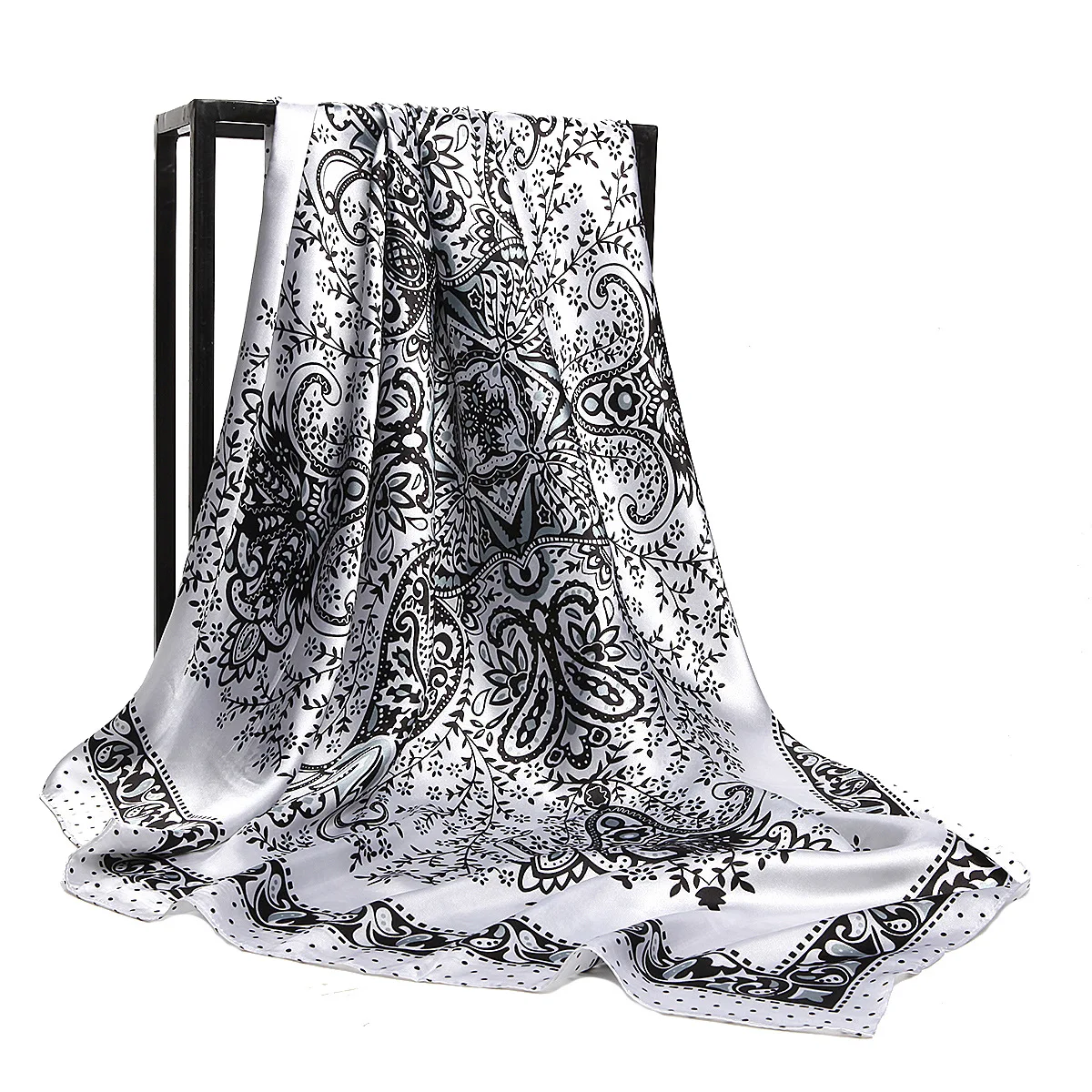 Шелковый шарф для женщин Мода 90*90 см печатной площади волос Головной Платок роскошного фирменного дизайна; Цвет шали женский шарф с атласным хиджаб шарф