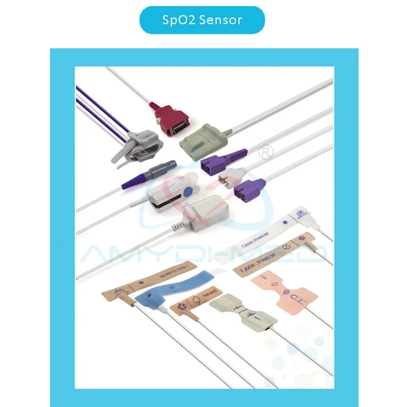 Spo2 Sensor Cable for Adult Medical Consumables 9Pin Adult Finger Clip Spo2 Sensor Patient Cable For BIOLIGHT A8