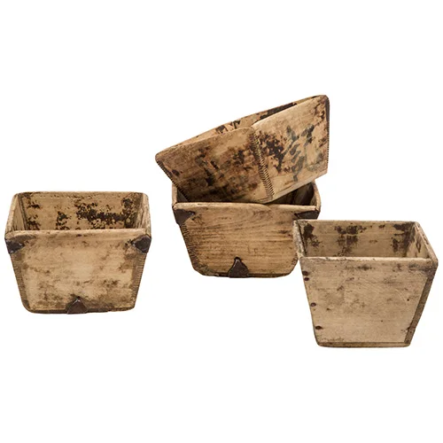 chinese antique home decoration accessories rustic wooden rice measurement