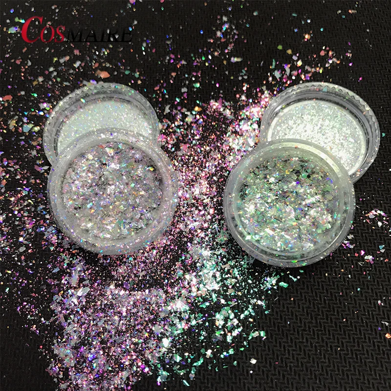 Wholesale Aurora Holographic Flakes Multicolor Nail Pigment Powder