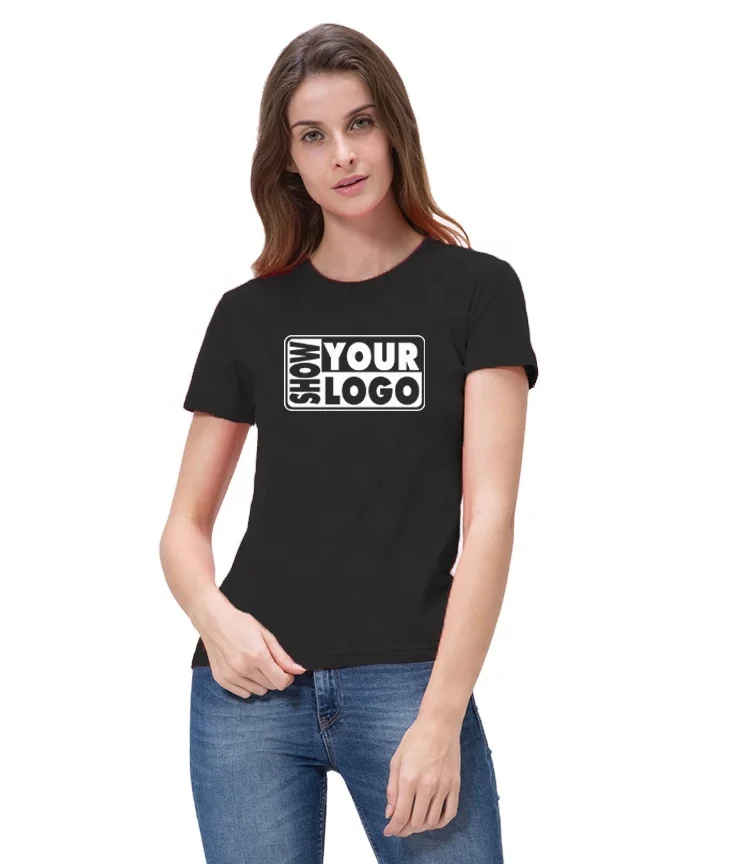 Premium Style 180 gsm  / 5.3oz Ring Spun Jersey ladies Short Sleeves Crew Neck T Shirts  High quality 100% Cotton women T-shirt