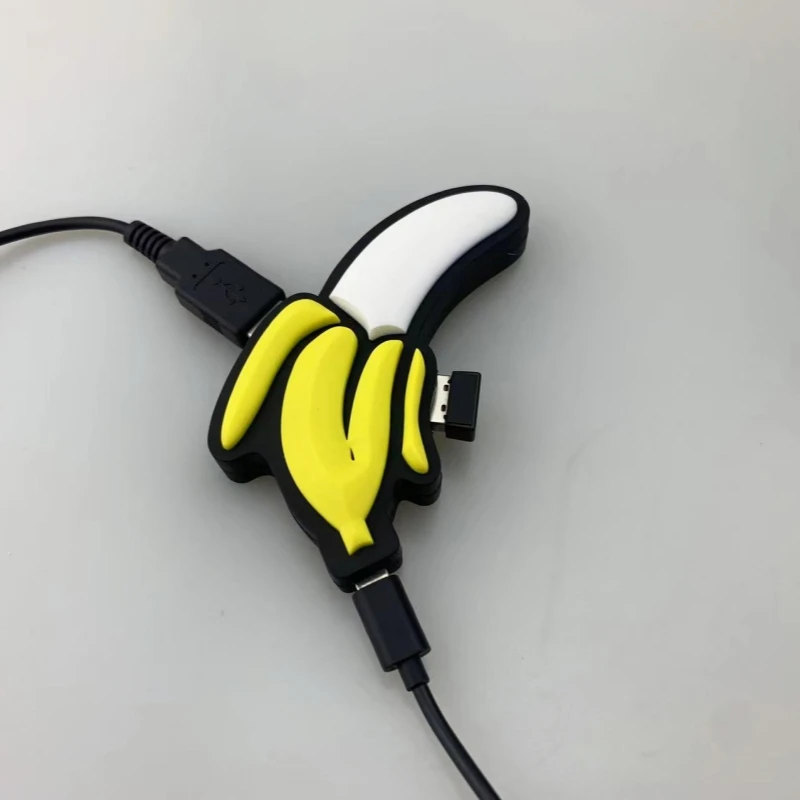 Cartoon Banana Shaped 4 Ports USB 2.0 HUB Docking Station Data Transfer Expander for USB Drives, Card Readers