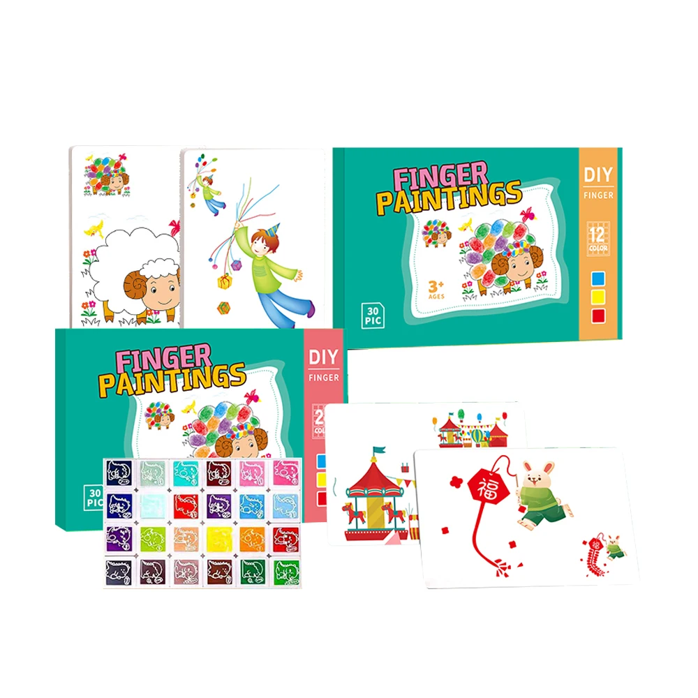 27PCS Kids Washable Finger Paint Set Non Toxic Finger Paints 8 Colors Art Painting Supplies finger painting for Toddlers