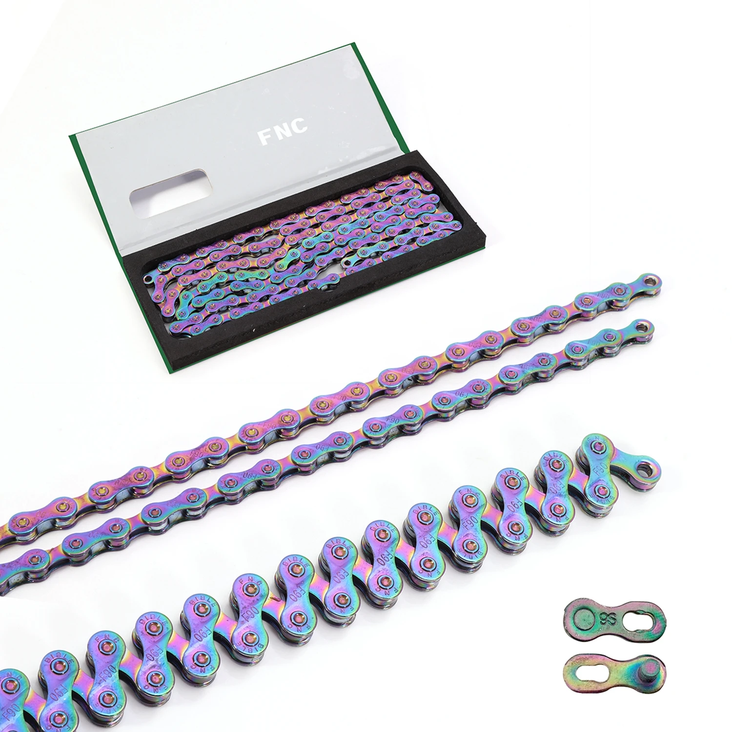 High quality FNC 9-speed antirust stainless steel colorful not hollow road mountain bike chain