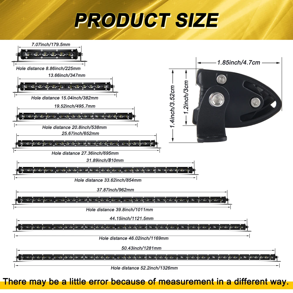 2020 Car Led Bar E Mark Single Row 90w 120W 180W ATV 24 Volt 22 Inch 32INCH 6D Super Slim offroad Led Light Bar