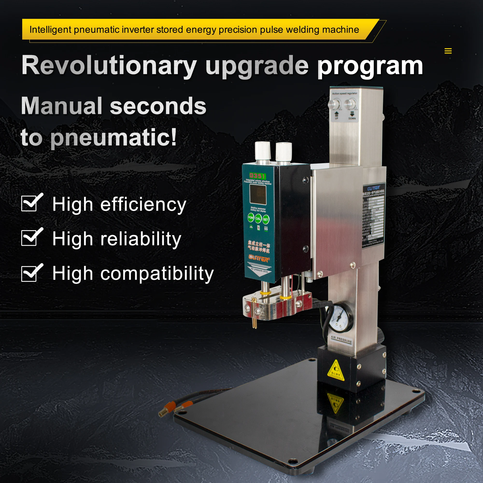 G351 Glitter Parallel Weld Head+42kw 811H Energy Storage Welding Machine+AIR2550 Air Compressor For Welding Pneumatic Battery