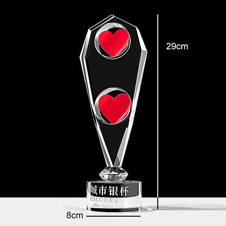 islamic wedding souvenirs heart shape crystal gift trophy