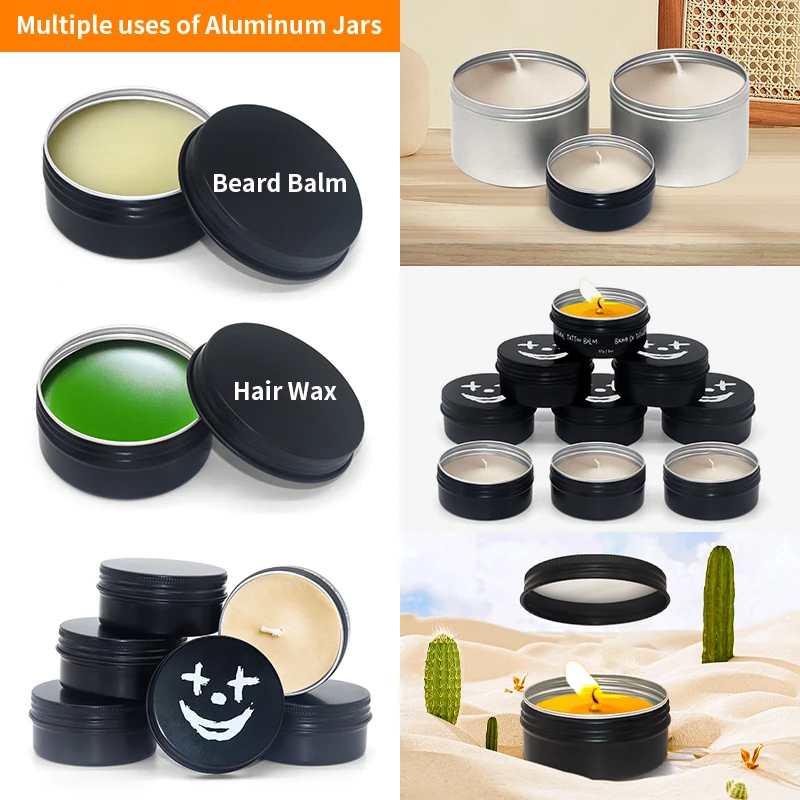 Metal aluminum black small round tin box for cosmetic
