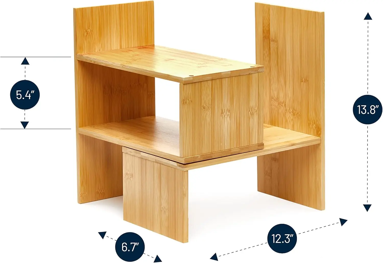 Natural Bamboo Desktop Storage Organizer Wooden 2 in 1 DIY Bookcase Stand Shelf for Books