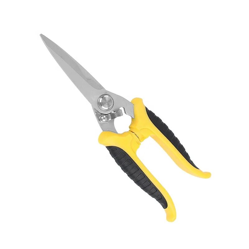 Stainless Steel Electrician Scissors Wire Shears Safety Lock Spring Scissors Fruit Flower Branch Shears Garden Pruning Shears