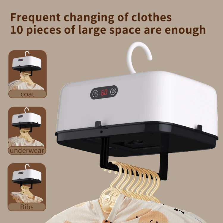 Portable Multifunctional Clothes Dryer 600W Energy-Efficient with Timer Fast Drying Heated Clothes Airer with Cover