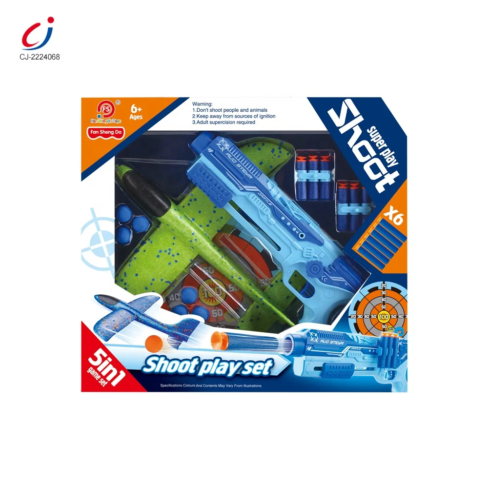Chengji 5 в 1 игра для стрельбы Мягкий шар пусковое устройство игрушка летающий пенопласт самолет катапульта