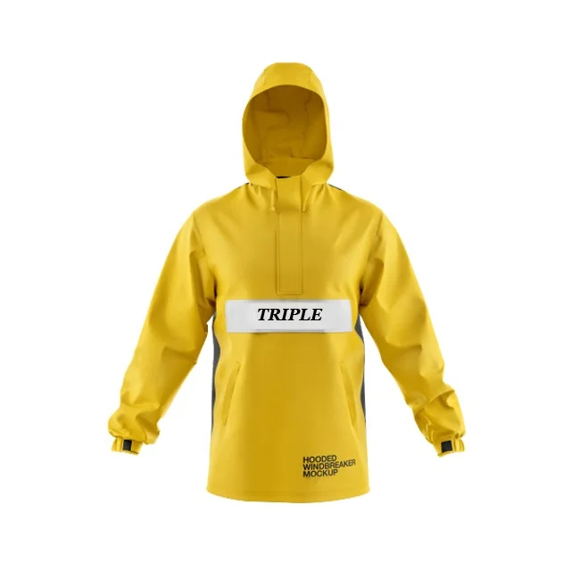 Top sale custom logo men sublimated waterproof windbreaker jacket yellow blue hoodie jacket