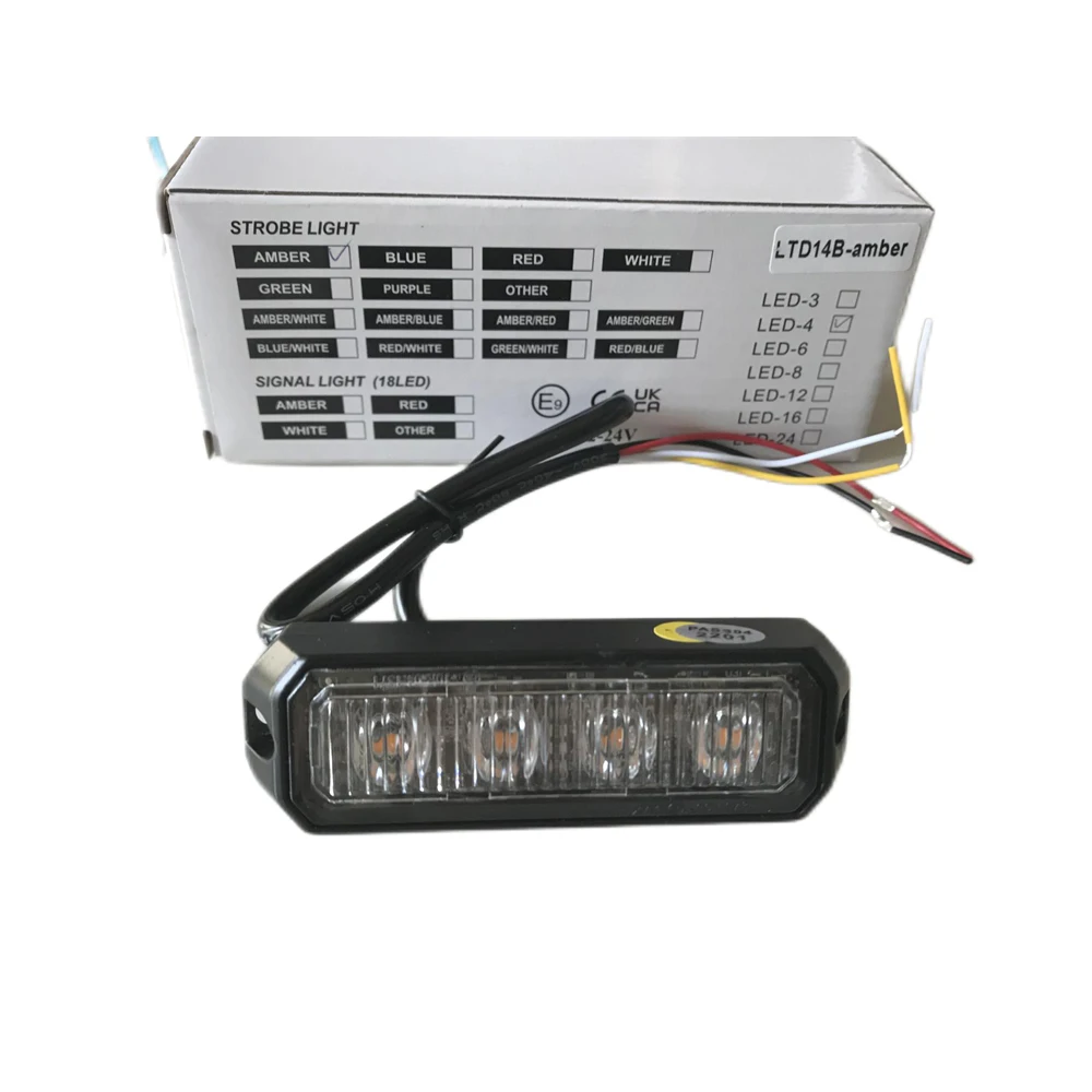 ECE R65 R10 approved 12W 4 LED Strobe grille Warning Light 3W LEDs LTD14B
