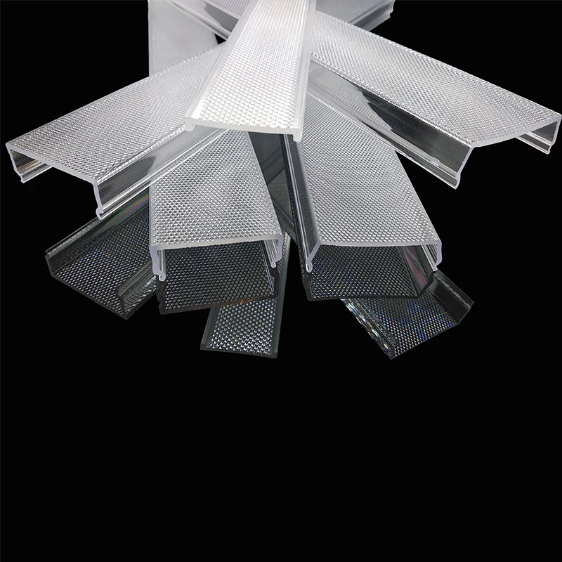 Custom Plastic Extrusion Product Acrylic PMMA PC Emboss Diffuser Cover Strip Light Lampshade For Housing Lighting Diffuser
