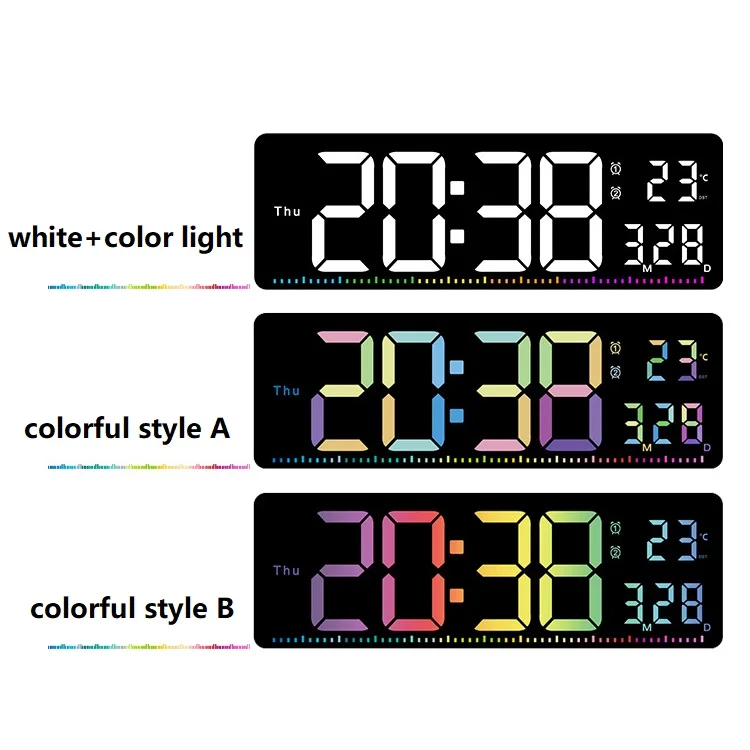 Automatic Brightness Dimmer Modern Wall Clock Home Decoration Large Display Digital Table Desk Alarm Clock with Remote Control