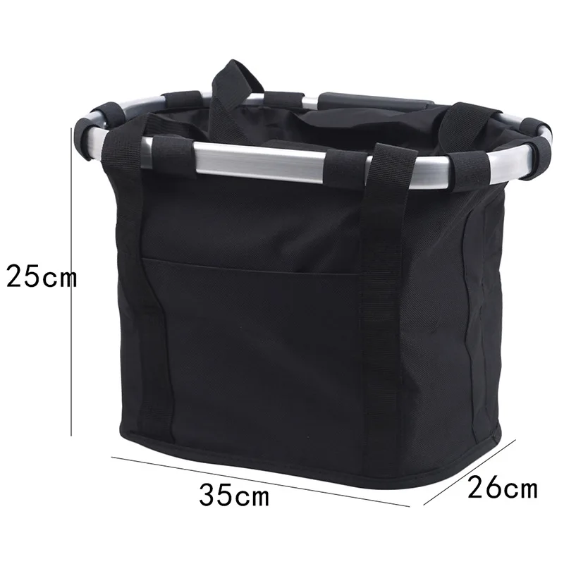 Portable folding bicycle basket with pet dog front handles