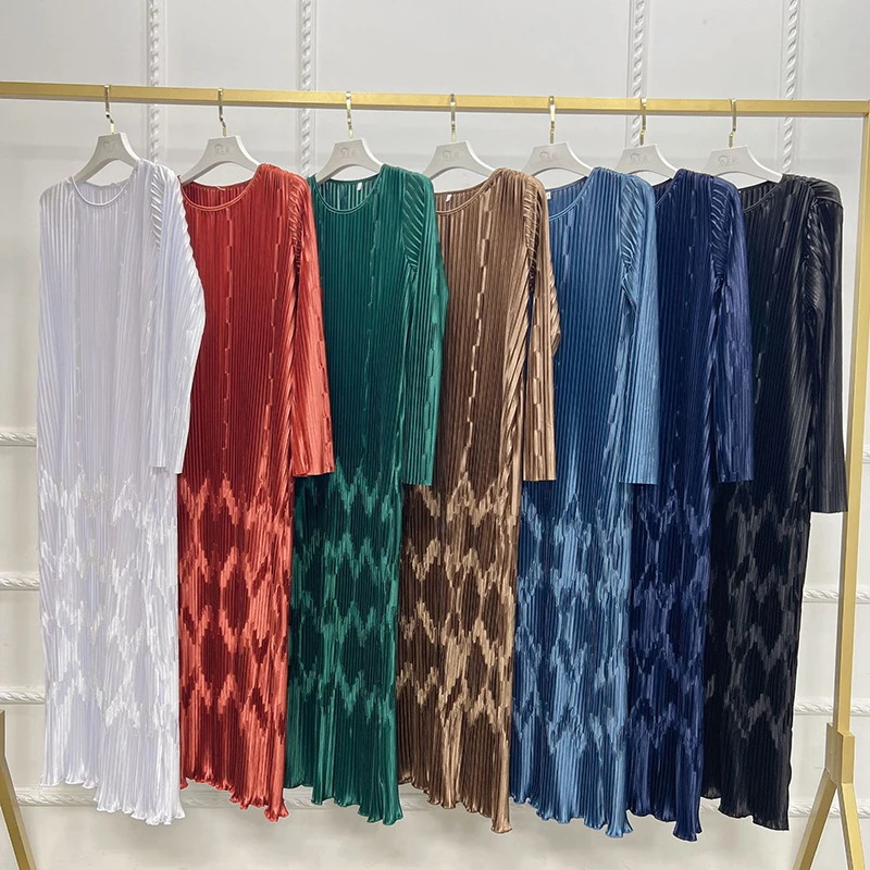 Hot Sale Elegant Maxi Dress Ladies Muslim Pleated Women Long Dress Abaya Women Muslim Dress Dubai