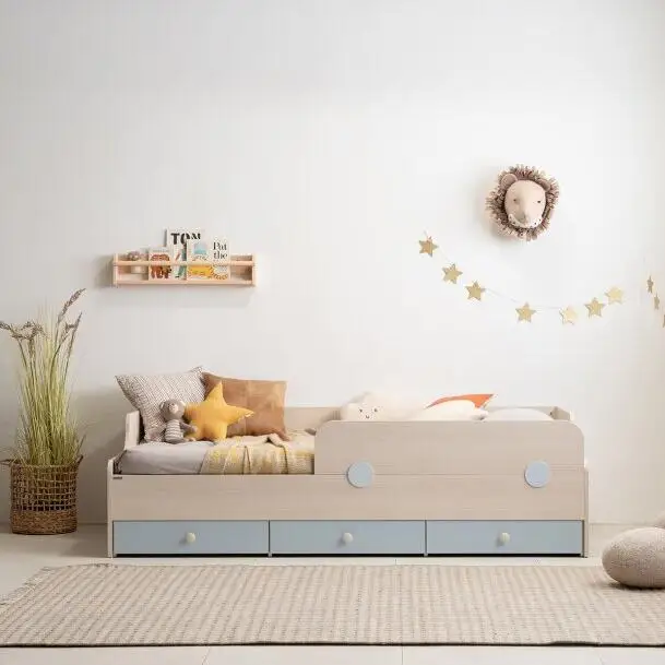 LM KIDS New Zealand pine can be customizable logo bedroom high quality modern design children storage beds