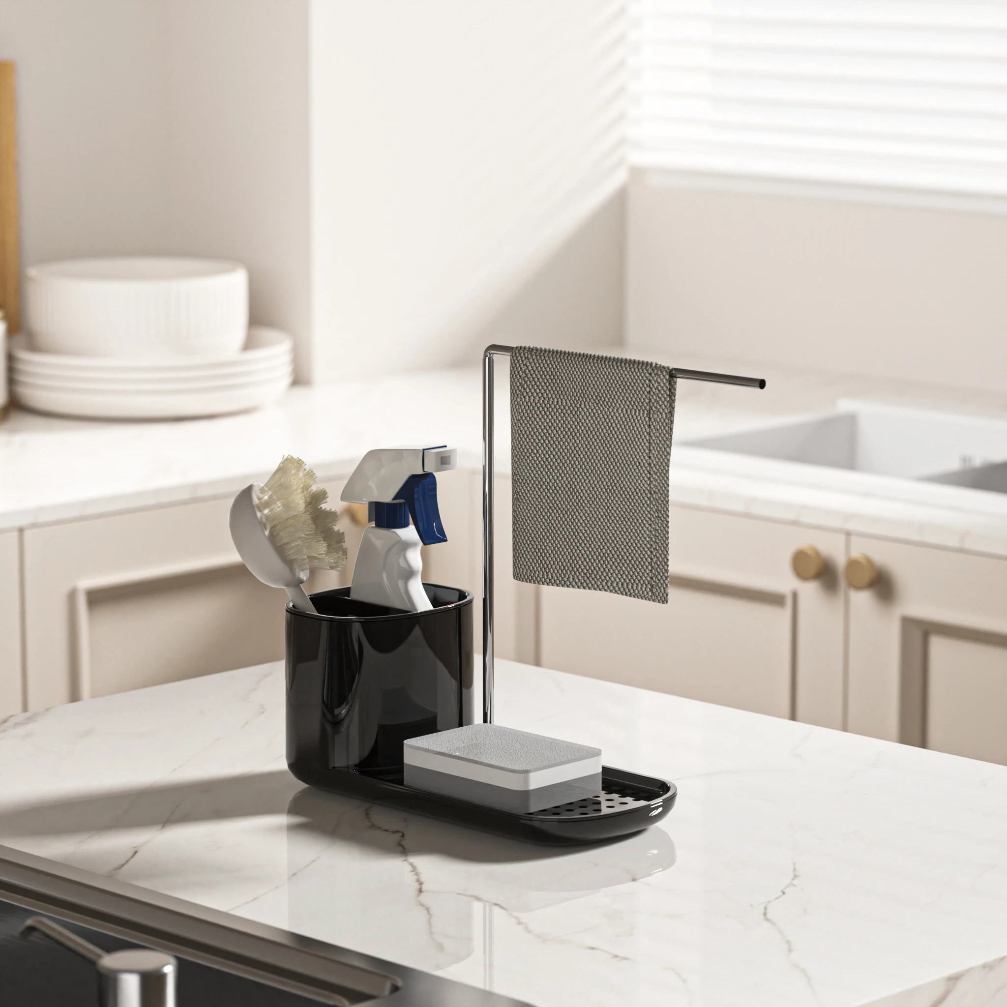 4 in 1 Soap pump dispenser with toewl rack hand free Kitchen Soap Dispenser with sponge holder