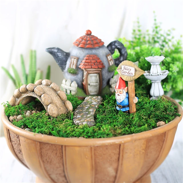 Garden Figurines Miniature Garden Accessories Polyresin Miniature Garden Figures SCULPTURE Artificial Flower Miniature Resin
