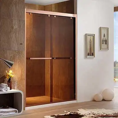 Bathroom shower screen glass sliding door rose glod frame shower cubicle