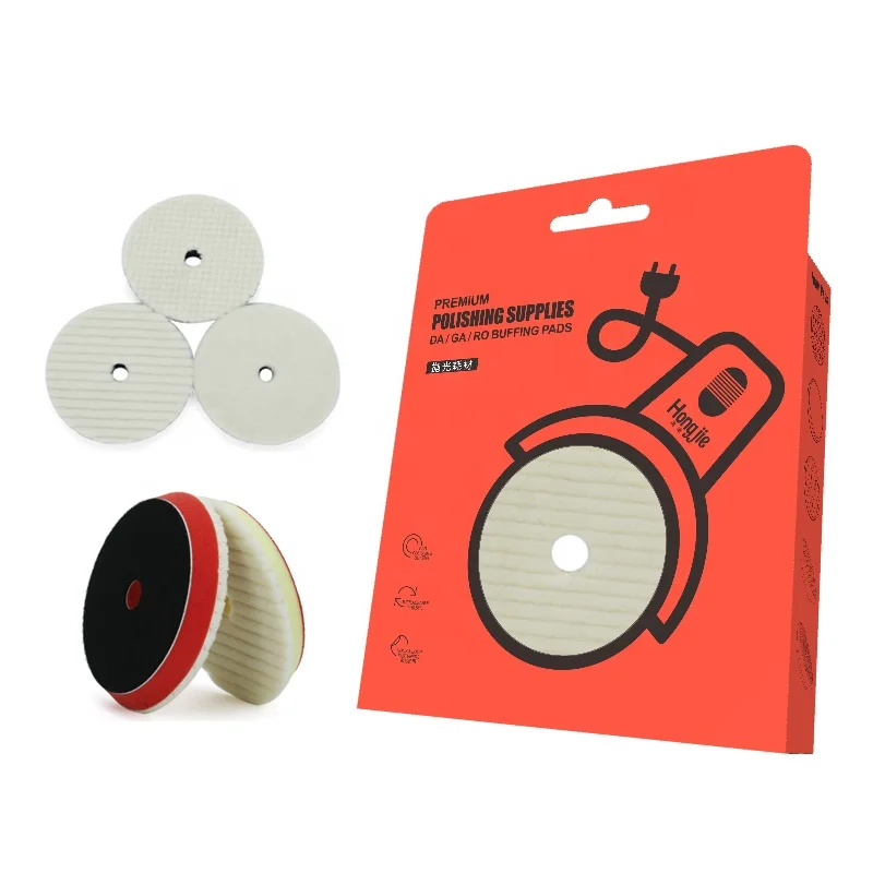Hongjie Manufacturer Wholesale Buffing Wheel Japan Wool Polishing Pads for Car 100% Car Polishing Wool Pad Heavy Cut