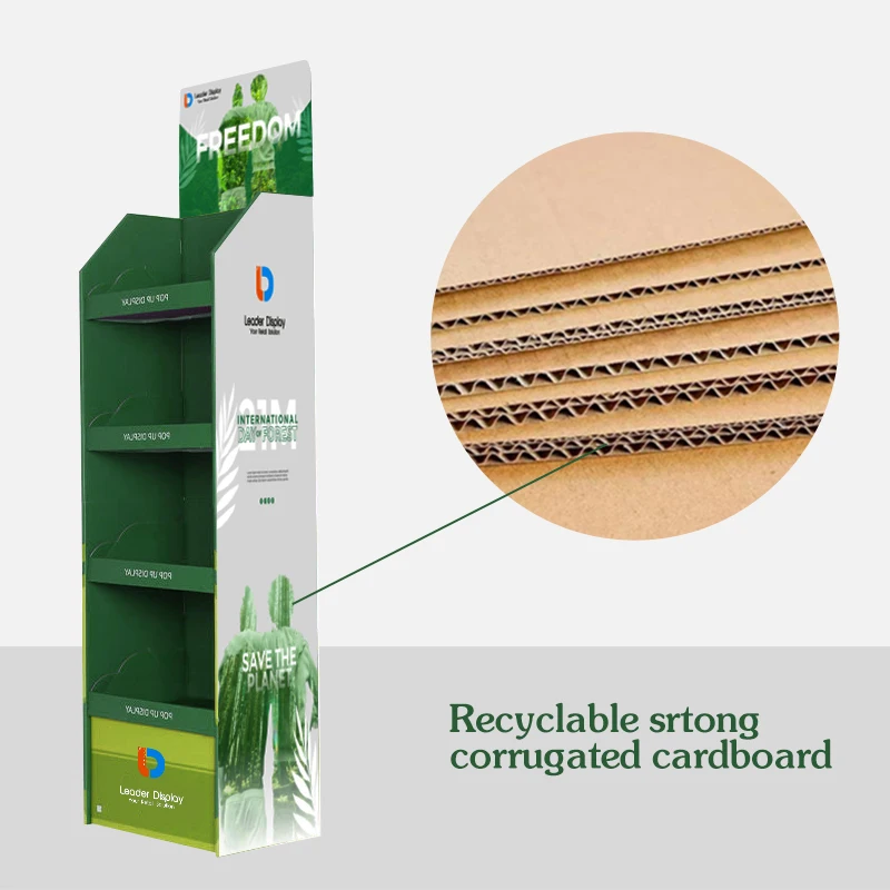 Popular Design Environmentally Friendly Supermarket Shop Product Display Paper Cardboard Pop Up Display Stand