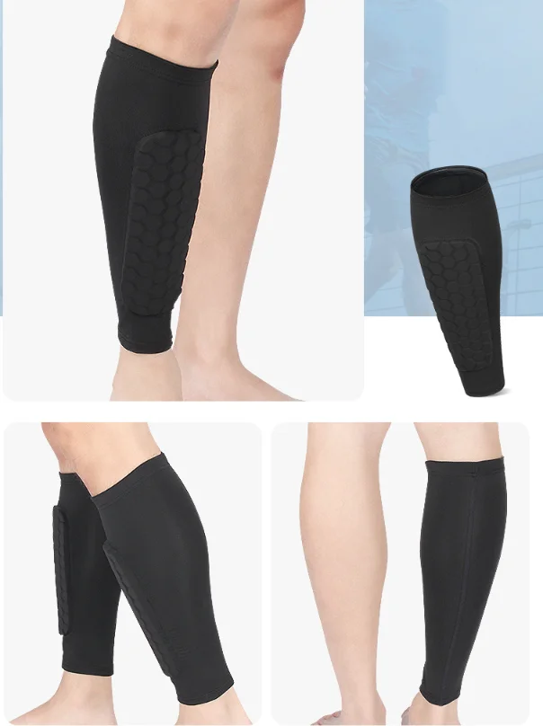 High Quality Custom Honeycomb Football Leg Strap Brace Support Pads Calf Compression Sleeve Soccer Shin Guard