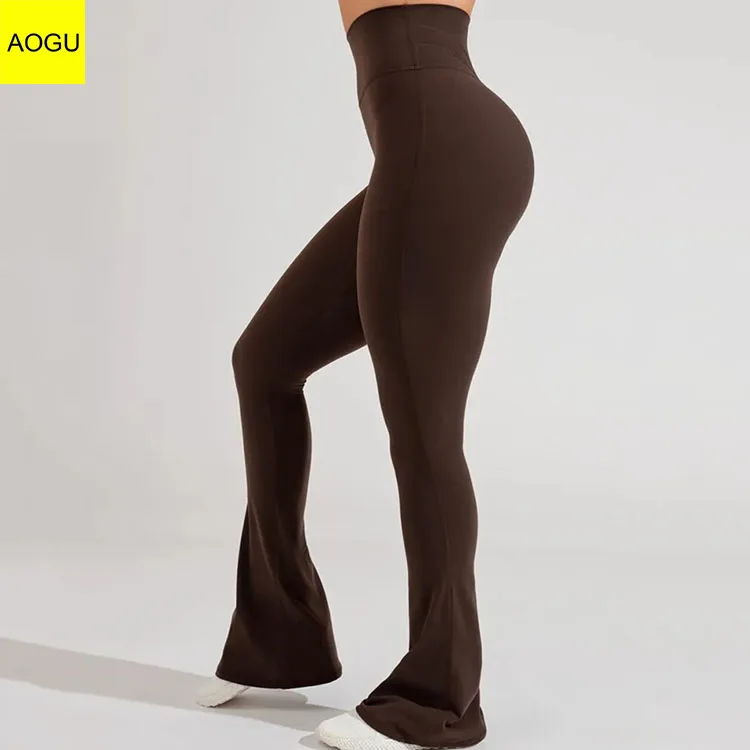 Custom Logo Yoga Pants Fitness Sports Gym Tights High Waist Flare Leggings For Woman