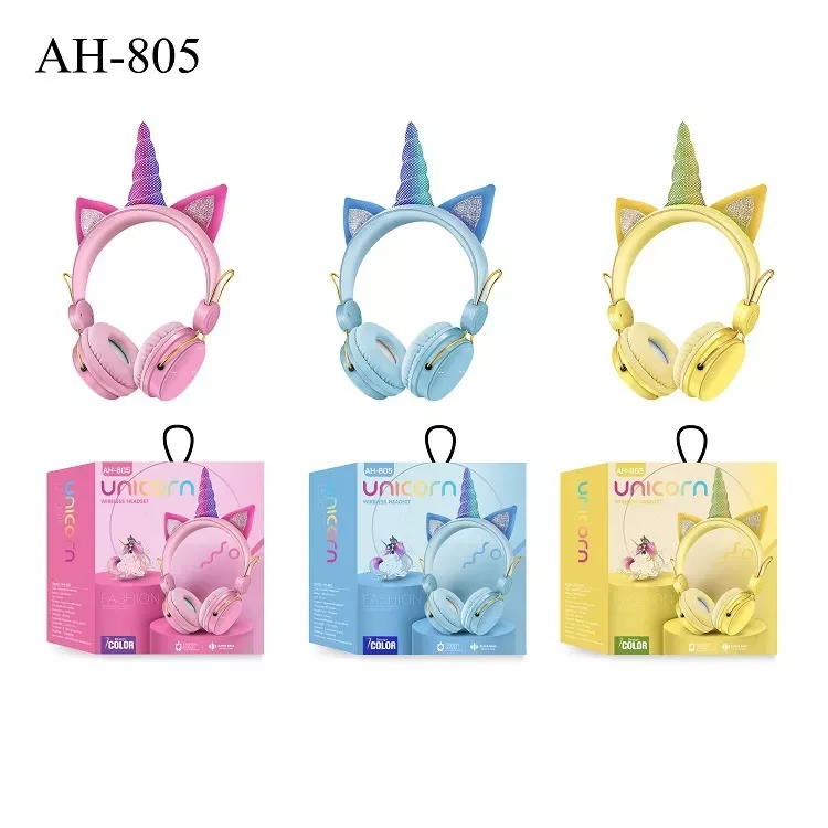 NEW AH-805 CROSS-BORDER E-COMMERCE Red Cute Unicorn Private Model headset cartoon children Unicorn headphones