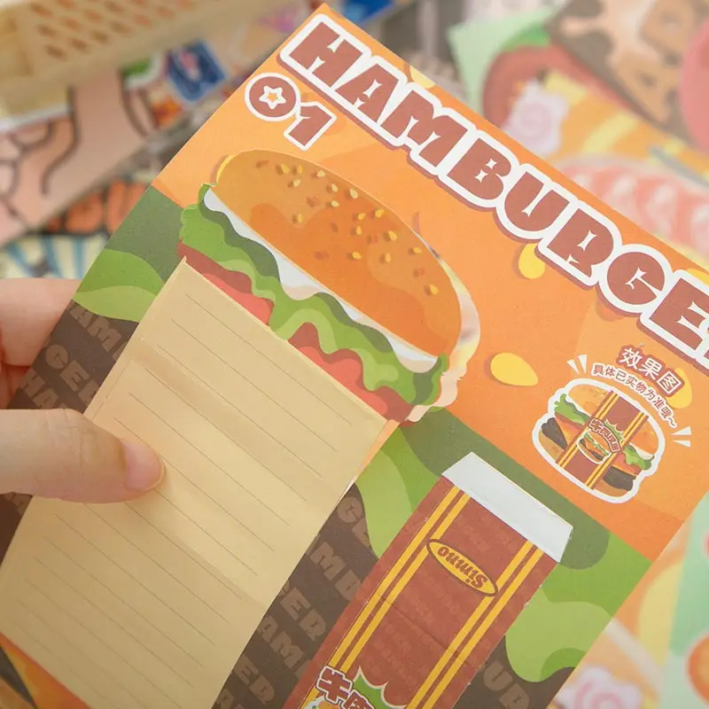 Simno Food Theme Memopad Stationery Supplies Kids DIY  Paper Toy Kit Cute Kawaii Design Non-Sticky Note Paper