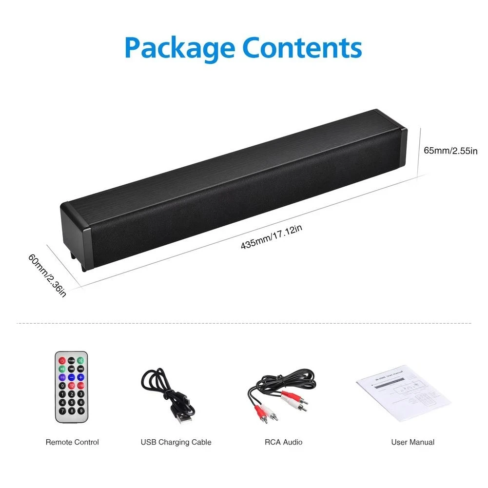 20W TV Sound Bar Wireless BT Compatibility Home 3D Surround SoundBar For PC Theater TV Speaker With RGB Remote