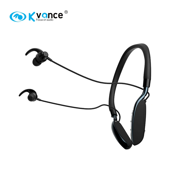 Music time 35 hours QCC3034 in ear wireless neckband earphone BT385 magnetic leather neck band type c headphone support aptx OEM