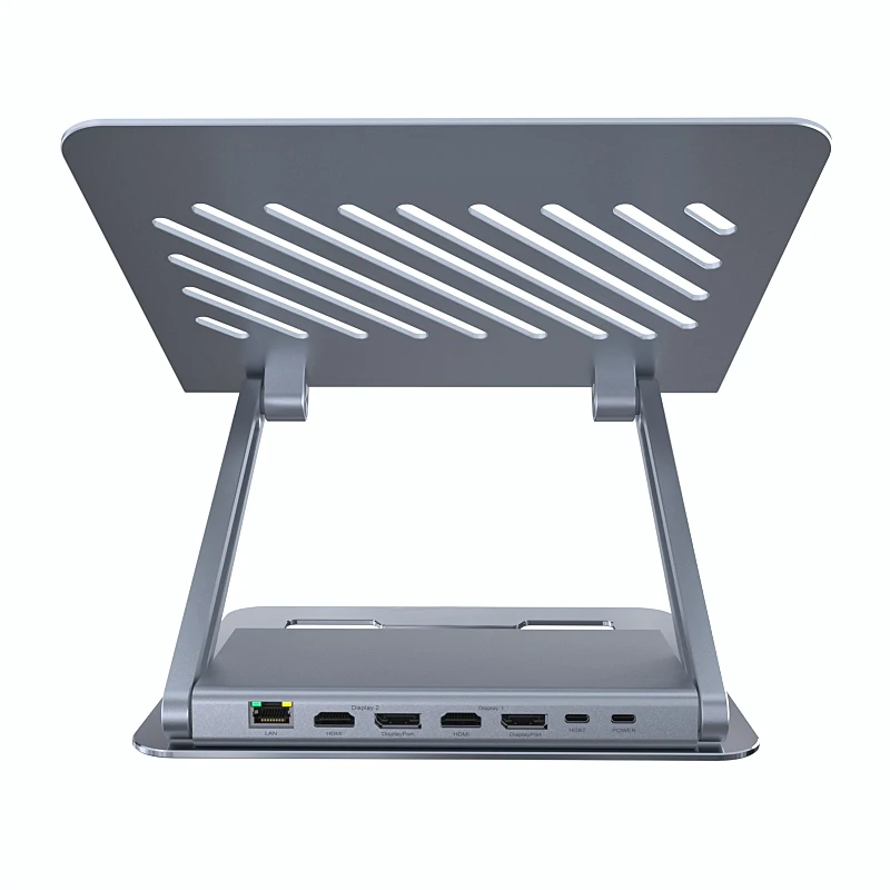 Ergonomics Laptop Stand with USB-C Dual Display 13-in-1 DisplayLink Docking Station