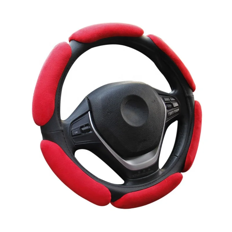 Hot sale 3D Sports sandwich suede comfortable leather steering wheel cover universal for four seasons 15inch