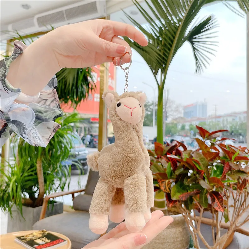 BSM593 Custom Made Cute Alpaca Pendant Doll Plush Toy Sheep Keychain Female Accessories Bag Pendants For Girls Korean Style