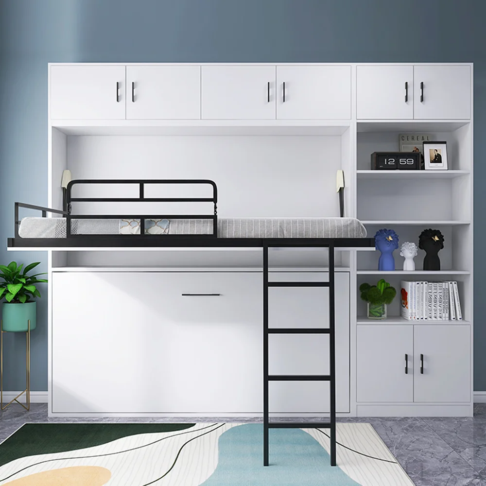 Modern Custom Made Smart Horizontal Hidden Bunk Murphy Beds Safety Environmental Protection Hotel Living Room Wall Bed