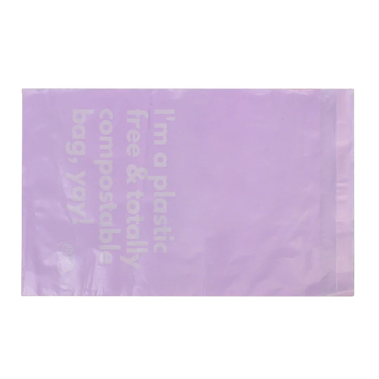 Eco friendly corn starch biodegradable compostable poly mailers cornstarch shipping satchel packaging light purple mailing bag