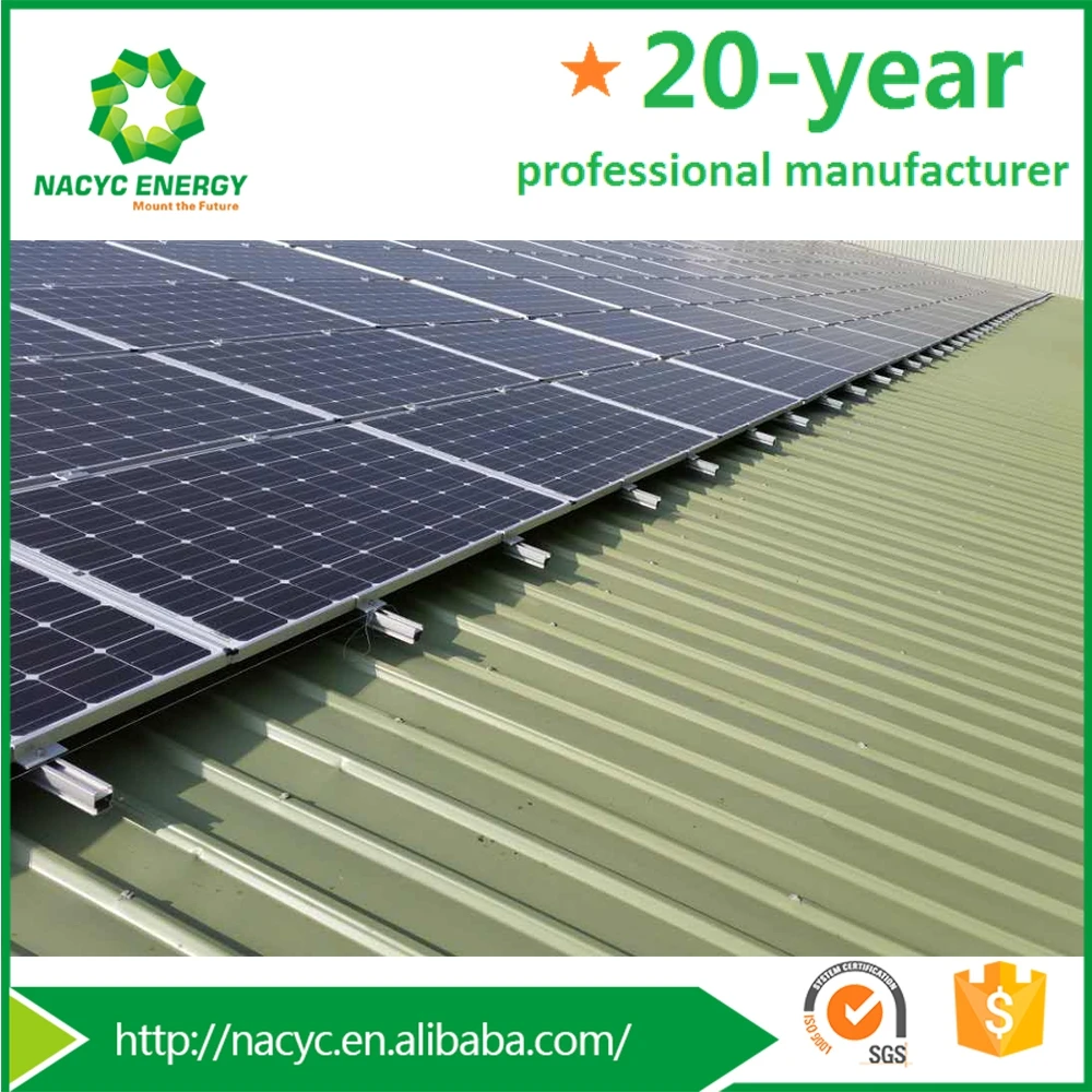 Metal Roof Solar Mounting System , Mini Rail Solar Panel Mounting Structures . For Corrugated Metal Sheet