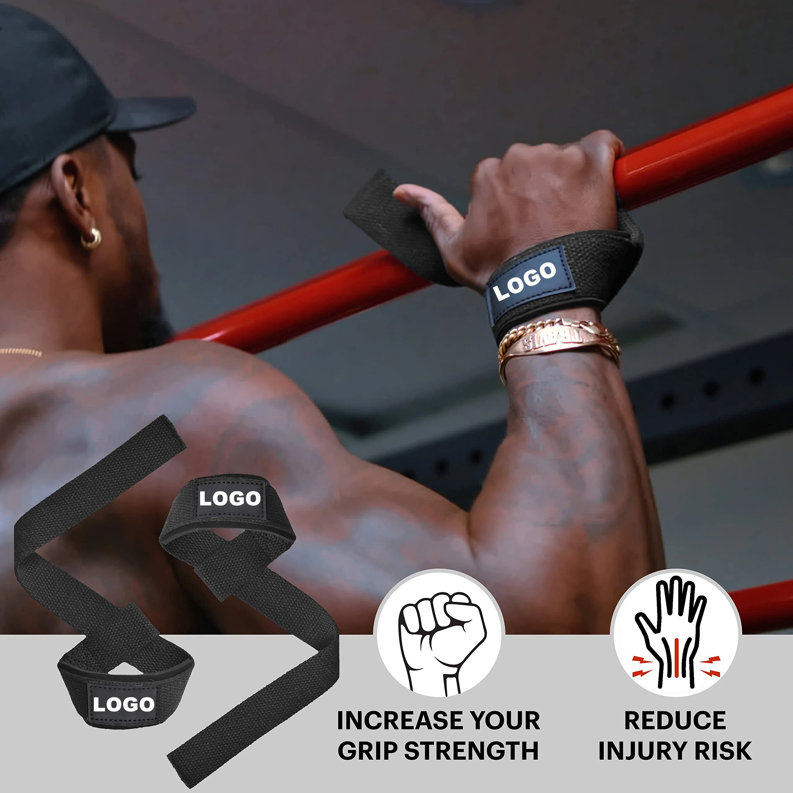 High Grade Heavy Duty  Cotton Makes Fitness Gym Accessories Lifting Wrist Wraps Weightlifting  Straps Gym Gloves