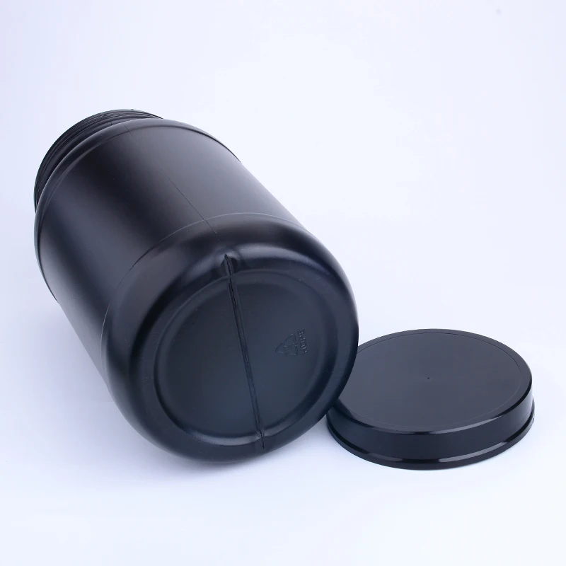 3L 5L 7L 10L Empty Fitness Protein Powder Container Jar Black HDPE Wide Mouth Whey Protein Plastic Bottle For Powder