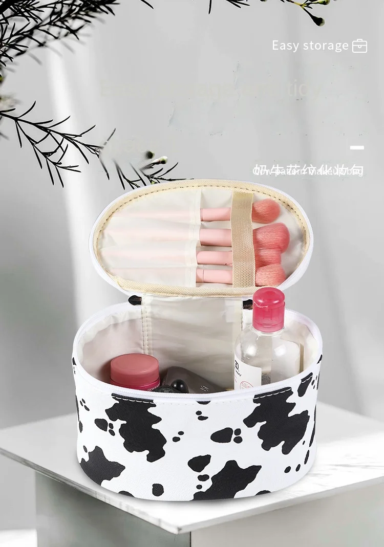 Waterproof toiletry bag for ladies on business trip Airplane Makeup bag Portable travel bag the cow grain Case