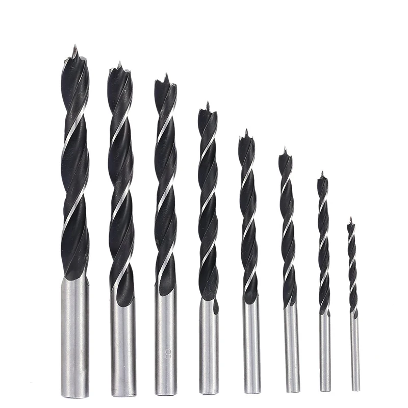 
HSS Fully Ground Twin Land Flutes Tin-Coated Wood Brad Point Drill Bit For Wood Drilling 
