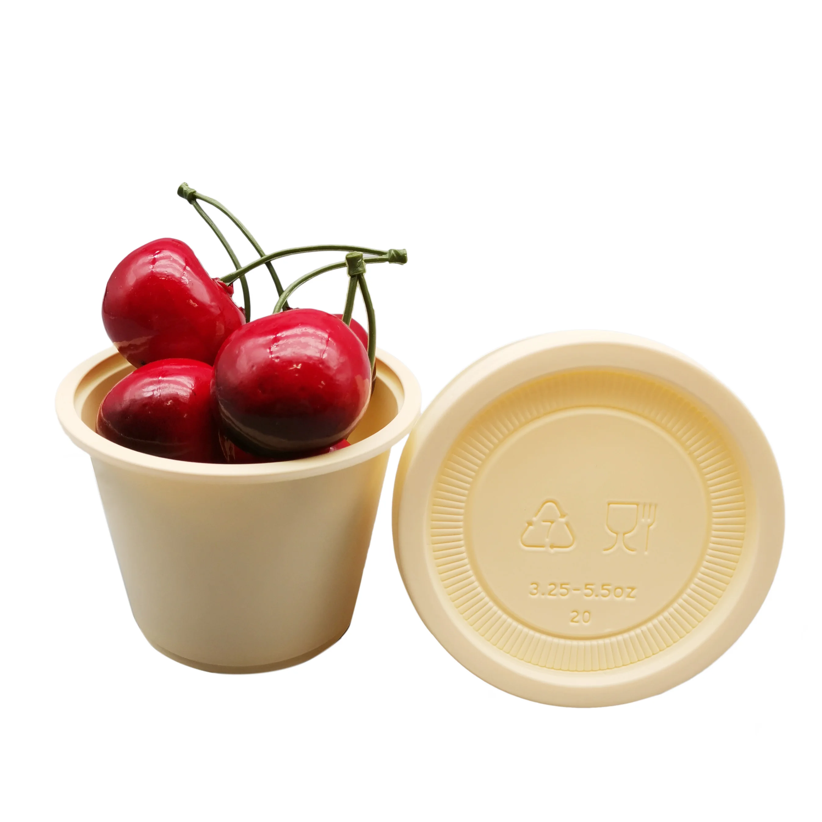 1000 Set Custom Bio Degradable 5.5Oz 160Ml Pp Bio-Based Disposable Dinnerware & Tableware Portion Cups with Flat Lids