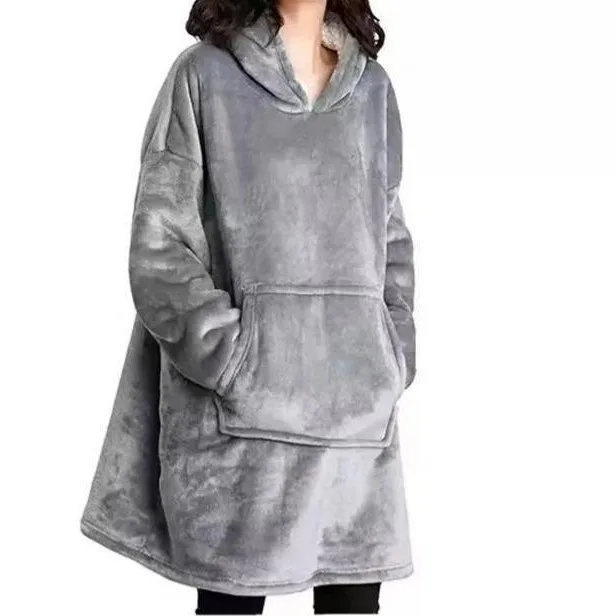 Hooded Lazy Blanket European Large Size Home Leisure Lazy Clothes Flannel Sherpa Tv Blanket