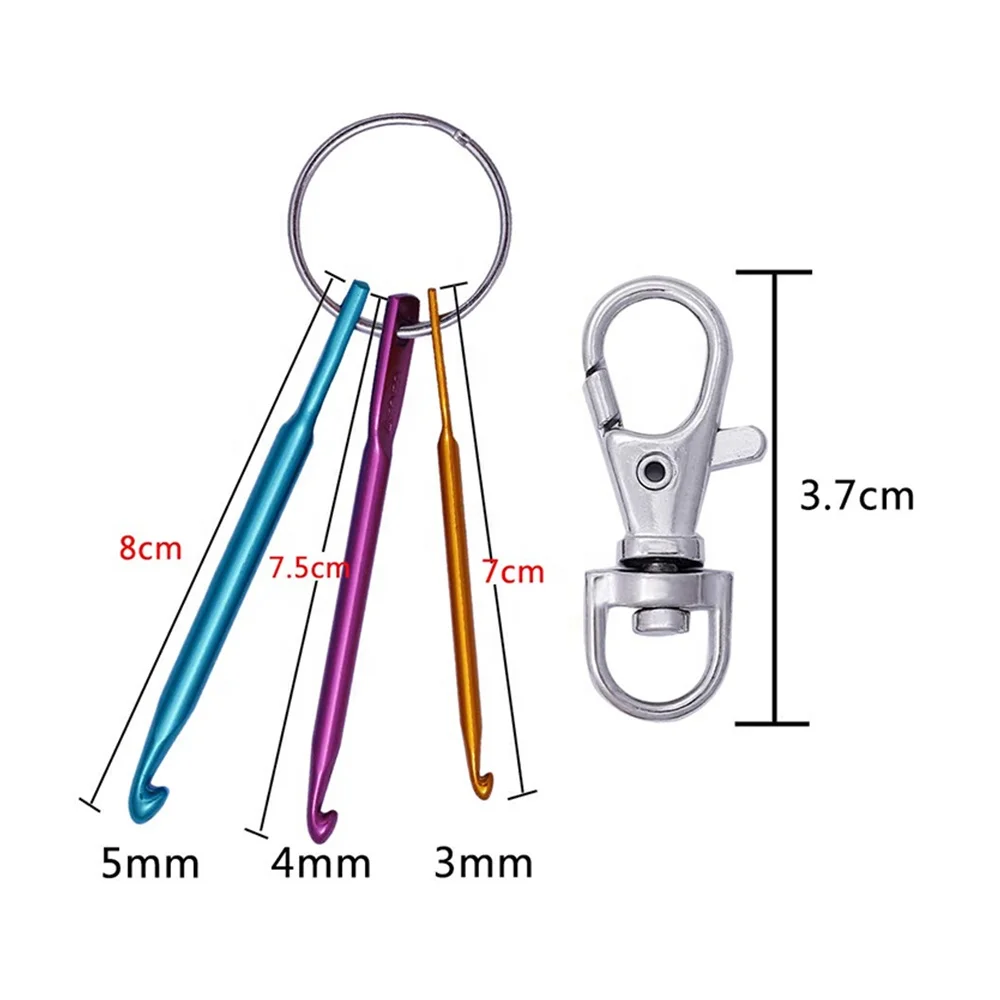 RTS 3pcs/set Knitting Crochet Sweater Needle Colored Alumina Crochet Hook