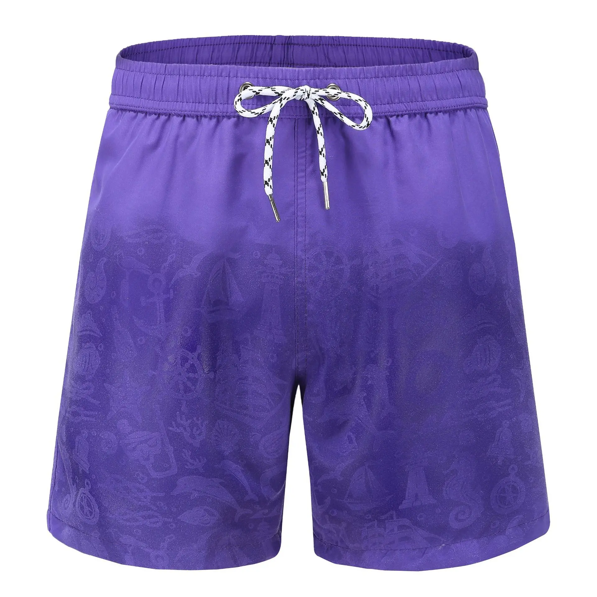 2023 Summer Water-reveal Beach Shorts Custom Fashion Men's Side Slip Pockets Water Reactive Short Color Changing Swim Trunks