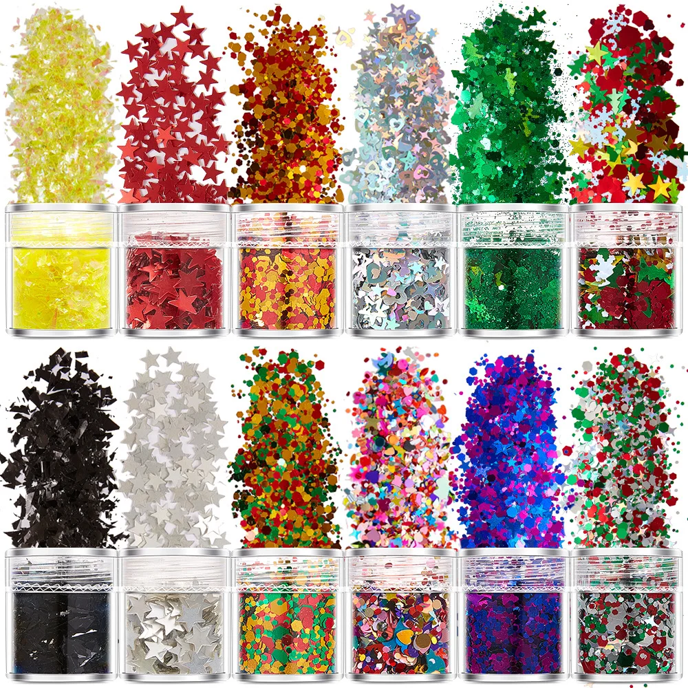 Christmas Nail Art Sequins Nail Art Glitters Xmas Tree Snowflake Nail Sequins 3D Snowflake charms Manicure  tool decoration